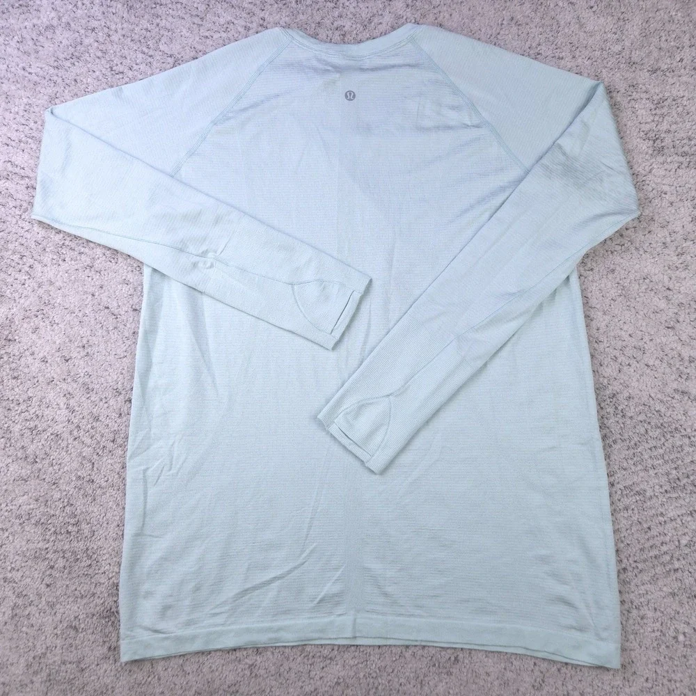 Lululemon Yoga Top Womens 16 Shirt Tee Crew Neck Long Sleeve Thumb Loops Mint